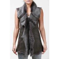 Infinity Leather Women's Toscana Sheepskin Long Gilet-Sorocaba in Grey | Size: 8