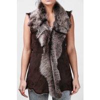 Infinity Leather Women's Toscana Sheepskin Long Gilet-Sorocaba in Light Brown | Size: 14