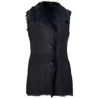 Infinity Leather Women's Toscana Sheepskin Buttoned Gilet-Manama in Black | Size: 22