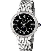 GV2 Women's Astor Black Dial Stainless Steel Swiss Quartz Watch in Silver