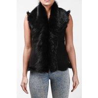 Infinity Leather Women's Toscana Sheepskin Short Gilet-Denver in Black | Size: 14
