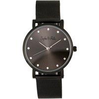 Sophie and Freda Women's Savannah Mesh Bracelet Watch with Swarovski Crystals in Black