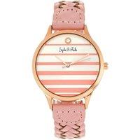 Sophie and Freda Women's Tucson Leather-Band Watch with Swarovski Crystals in Pink