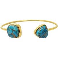Harfi Women's Blue Turquoise Gemstone Adjustable Bangle Bracelet | Size: 7.5 inches