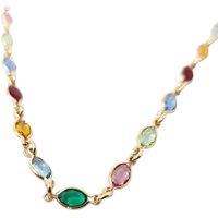 Harfi Women's 18ct Gold Vermeil Multi Gemstone Crystal Necklace | Size: 18 inches