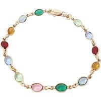 Harfi Women's Multicolour Gemstone Crystal Gold Plated Bracelet | Size: 7 inches
