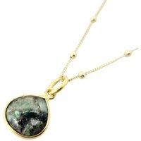 Harfi Women's 18ct Gold Plated Emerald Crystal Charm Necklace | Size: 18 inches