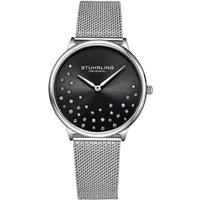 STHRLING Original Women's Symphony 3928 Wrist Watch Quartz 35mm Case with Crystal Studded Dial & Stainless steel Mesh bracelet in Black