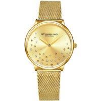 STHRLING Original Women's Symphony 3928 Wrist Watch Quartz 35mm Case with Crystal Studded Dial & Stainless steel Mesh bracelet in Rose Gold