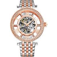 STHRLING Original Women's Delphi 3944 Automatic Skeleton Wrist Watch 38mm Case Stainless steel link bracelet in Rose Gold