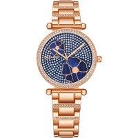 Madison 5582 36mm Crystal Studded Watch with MOP Flower Accents