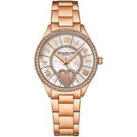 4019 Women's Heart Themed Watch: Quartz Crystal, Blue Mother of Pearl Dial, and Stainless Steel Band"