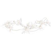 Jon Richard Women's Gloria Silver Plated Cross Over Brushed Leaf & Pearl Hair Vine - Gift Pouch
