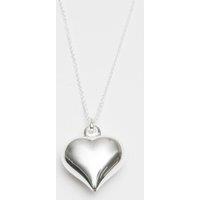 Simply Silver Women's Recycled Sterling Silver 925 Polished Puff Heart Necklace