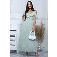 Jolie Moi Women's Spaghetti-Strap Ruffle Maxi Dress in Pale Green | Size: 16