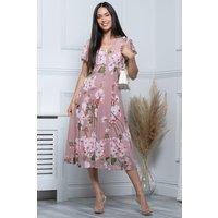 Jolie Moi Women's Amia Printed Mesh Dress in Pink | Size: 10