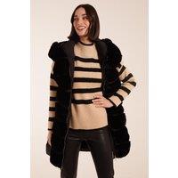 Blue Vanilla Women's Faux Fur Detail Gilet in Black | Size: Small