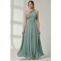Jolie Moi Women's One Shoulder Jersey Maxi Dress in Green | Size: 16