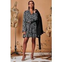 Tie Cuff Flare Hem Shirt Dress