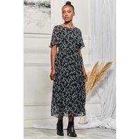 Jolie Moi Women's Angel Sleeve Chiffon Maxi Dress in Black | Size: 10