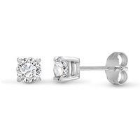 Jewelco London Women's 18ct White Gold 0.35ct Diamond Solitaire Stud Earrings in Silver