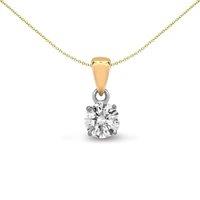 Jewelco London Women's 18ct 2 Colour Gold 0.1ct Diamond Solitaire Charm Pendant