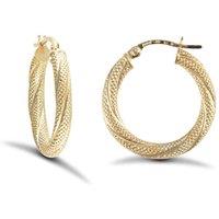 Jewelco London Women's 9ct Gold Snake Skin Twisted 3mm Hoop Earrings 20mm - JER457B