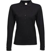 TEE JAYS Women's Luxury Stretch Long Sleeve Polo Shirt in Black | Size: Medium