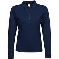 TEE JAYS Women's Luxury Stretch Long Sleeve Polo Shirt in Navy | Size: Medium