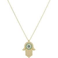 Latelita Women's Hamsa Hand With Evil Eye Pendant Necklace Gold in White