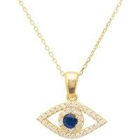 Latelita Women's Evil Eye Elliptical Necklace Blue Gold in White
