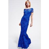 Hot Squash Women's Long Lace Maxi Dress in Royal | Size: 8