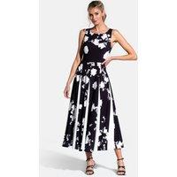 Hot Squash Women's Box Pleat Midi Dress with Contrast Skirt in Black | Size: 8