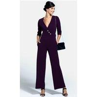 Hot Squash Women's Smart Scuba Jumpsuit with Buttons in Purple | Size: 14
