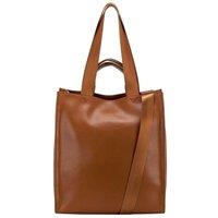 Smooth Leather Tote Shoulder Bag