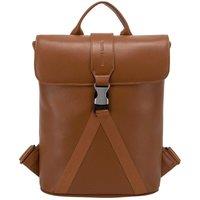 Smith and Canova Women's Smooth Leather Buckle Backpack in Tan