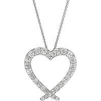 Created Brilliance Women's Liza White Gold Lab Grown Diamond Heart Necklace in Silver | Size: 18 inches