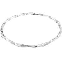 The Fine Collective Women's Sterling Silver Crystal Twisted Hinged Bangle | Size: 7.5 inches