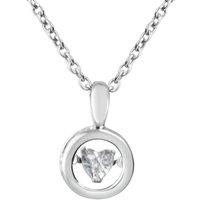 Charles William Women's Silver Dancing Diamond Necklace with Love Heart Pendant from Fine Italian Jewellery