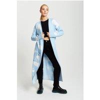 Liquorish Women's Cloud Pattern Longline Cardigan In Light Blue | Size: Large