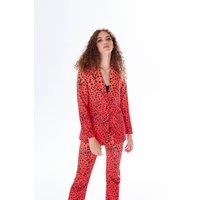 Liquorish Women's Leopard Print Ombre Suit Blazer In Orange | Size: 12