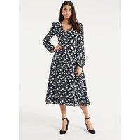 Liquorish Women's Floral & Heart Print Midi Dress In Black | Size: 12