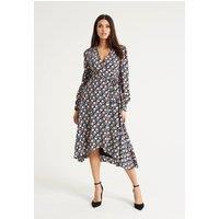 Liquorish Women's Floral Foliage Print Midi Dress In Multicolour in Black | Size: 8