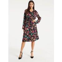 Liquorish Women's Floral Print Shirt Dress In Multicolour & Black | Size: 10