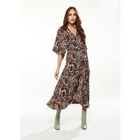 Liquorish Women's Scribble Print Maxi Wrap Dress With Kimono Sleeves In Brown | Size: 8