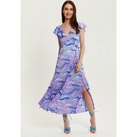 Liquorish Women's Abstract Zebra Print Maxi Wrap Dress In Lilac in Purple | Size: 12