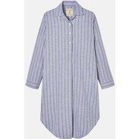 British Boxers Women's "Westwood Pebble" Stripe Brushed Cotton Nightshirt in Light Grey | Size: Large