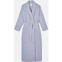 British Boxers Women's Westwood Pebble Stripe Brushed Cotton Dressing Gown in Light Grey | Size: Small