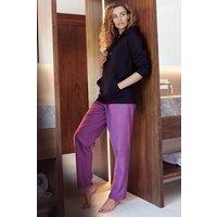 British Boxers Women's 'Fuchsia Pink' Herringbone Brushed Cotton Pyjama Trousers in Magenta | Size: XS