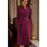 British Boxers Women's 'Cahors' Herringbone Brushed Cotton Dressing Gown in Burgundy | Size: Small